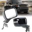 Passenger Side Mirror Compatible with Jeep Renegade 2015-2023 with Temperature Sensor Power Glass Heated with Turn Signal Blind Spot Manual Folding Bright Black Right Door Mirrors (73 Pins)