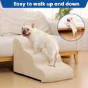 Airpanda Dog Stairs for Small Dogs and Cats 3 Step Pet Ramp for Couch & Sofa, Non-Slip Dog Steps for Pets, Washable Cover, High-Density Support Foam for Easy Climbing,Beige