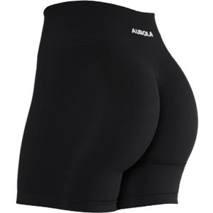 AUROLA Intensify Workout Shorts for Women Seamless Scrunch Short Gym Yoga Running Sport Active Exercise Fitness Shorts (XS, Black)