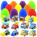 CLAPET 12 PCS Easter Egg Fillers with Pull Back Car, Prefilled Easter Toys Gifts for 3-8 Year Old Boys Girls Kids Toddlers, Party Favors Classroom Prize Supplies