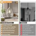 Nickel Glass Pendant Lights Kitchen Island 6.3" Pendant Light Hammered Clear Glass 3 Pack Height Adjustable Modern Hanging Pendant Lights for Dining Room Bedroom Hallway Sink Bulbs Incl.