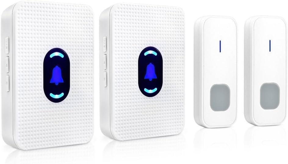 55 Pieces of 16 Hexuan Music doorbells 300M Range Intelligent LED doorbell Buttons receivers (As shown, Onecolor)
