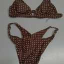 Women's Triangle String Bikini Sets Two Piece Halter Swimsuits Tie Lace Trim Cheeky Bathing Suits Swimwear, XS