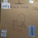 Padded Low Beach Chair, 4-Position Folding Outdoor Chair with Wooden Armrests, Cushioned Seat, Storage Pouch & Carry Strap for Beach, Patio and Lawn, Harbour Ros Pink