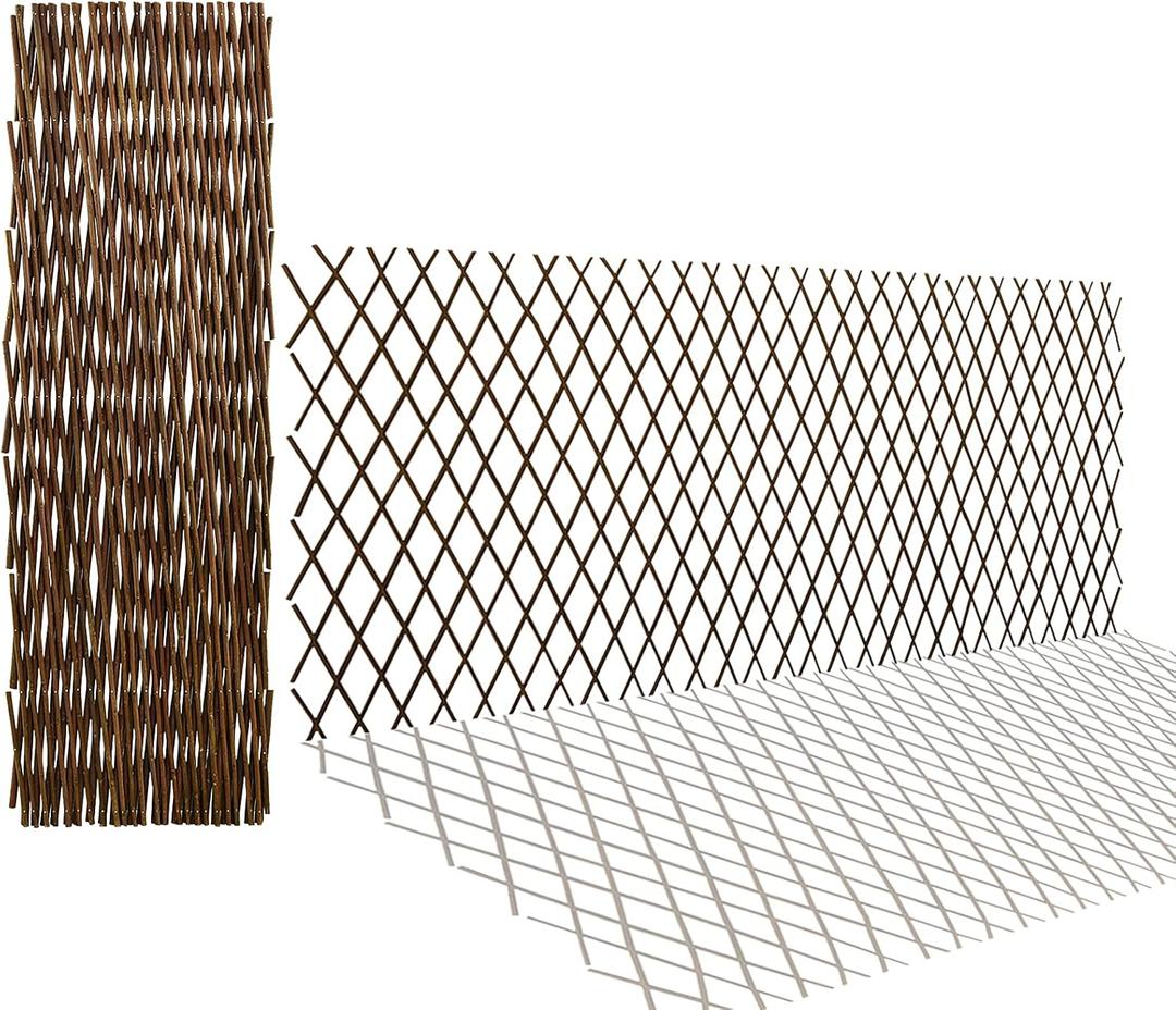 Expandable Willow Trellis for Climbing Plants Outdoors,Nature Garden Fence Lattice Panels for Outside Plant Support for Vine, Ivy, Rose, Cucumbers, Clematis 36x92 Inch(2PC)