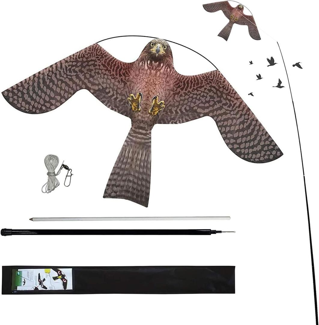 Birds Scaring Hawk Flying Kite with Pole Professional Pigeon Scarer (pink)