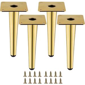 Gold Metal Furniture Legs Heavy Duty Straight Furniture Feet DIY Modern Replacement Legs for Cabinet Sofa Couch Chair-Set of 4 (Gold, 8")