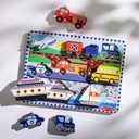 Melissa & Doug Vehicles Wooden Chunky Puzzle (9 pcs), Educational Screen Free Activity for Toddler, Preschoolers And Kids Ages 2+- FSC Certified