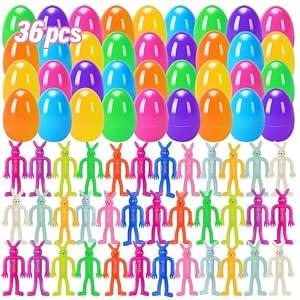 Labrostar 36Pack Prefilled Easter Eggs with Squeeze Toys Inside Bright Colorful Filled Squeeze Toys Easter Basket Stuffers Easters Egg Fillers Egg Hunt Party Favors Classroom Prize Supplies