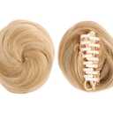 2PCS Mini Claw Clip in Hair Bun Messy Cat Ears Hair Bun Extension Synthetic Donut Wig Accessory Ponytail Hair Extensions Thick Updo Space Bun Hair Pieces for Women Girls (04)