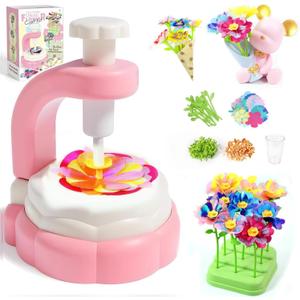 spicssa Fabric Flower Bouquets Toys, DIY Craft Kits Toys, Flowers Bouquet Kit for 4 5 6 7 8 Year Old Girls, Flower Making Kit for Kids and Crafts Toy for Girls, Unique Birthday Gift for a Girl