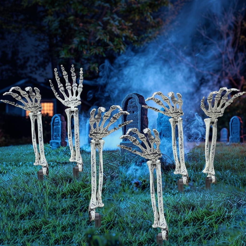 AISENO 6PC Realistic Skeleton Arm Stakes Halloween Decorations for Lawn Stakes Garden Groundbreaker Halloween Skeleton Decoration