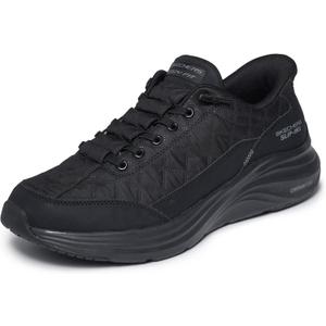 Skechers Men's Contour Foam Cozy Fit Hands Free Slip-in Shoes (9 Wide, Black/Black)
