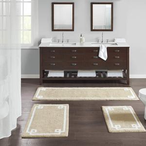 Madison Park Evan 100% Cotton Bathroom Rug Non Slip Backing-Luxrurious Tufted Plush Bath Mat Absorbent, Quick Dry, Spa Design Shower Room Dcor, 20x30, Taupe