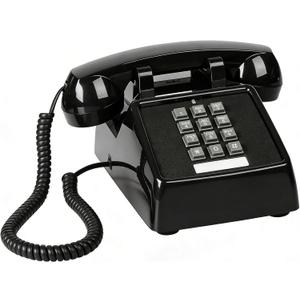 Sangyn Classic Vintage Cord Phones for Landline Old Telephone with Mechanical Ringer Volume Control Retro Analog Desk Phone for Home House School, Black