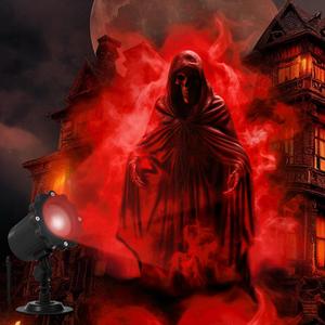 Treela Halloween Projector Lights Outdoor Indoor Dynamic Ghost Skull Lights Decoration Outside LED Landscape Lamp for Holiday Garden Supplies, (Red,Ghost)