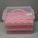 Juvale 3-Tier Cupcake Carrier - Airtight Plastic Container for Baking - Stackable Cupcake Containers & Removable Trays - Portable Cake Transport Holder - Holds 36, Pink, 13.5"x10.25"x10.75"