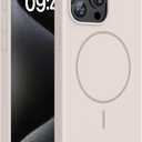 Miracase Magnetic for iPhone 15 Pro Max Case, [Soft Anti-Scratch Microfiber Lining], Compatible with MagSafe, Liquid Silicone Case Shockproof Drop Protection Phone Case for 15 ProMax, Sand
