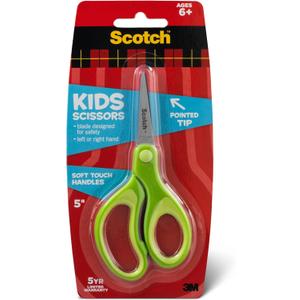 Scotch Kids Pointed Tip Scissors with Soft Touch, 5 Inches (1442P) (Colors may vary)