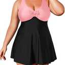 Daci Plus Size Two Piece Swimsuits for Women Flowy Tankini Swim Dress with Short Bathing Suits Plus Size 18W