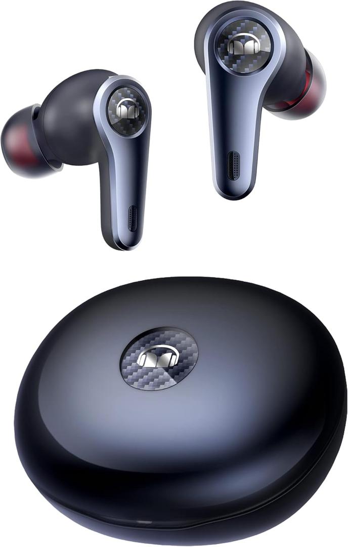 Monster Clarity 8.0 ANC Hybrid Active Noise Cancelling Wireless Earbuds, 42dB in-Ear Earphones Deep Bass with 6 Mics, Bluetooth 5.2, 50H Play Time with Wireless Charging Case for Android iOS Gaming