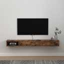 Pmnianhua Farmhouse Floating TV Stand with 2 Doors,55'' Under TV Shelf Floating,Wall Mounted TV Shelf,Rustic Floating TV Console for Under TV(Rustic Brown) (55.11 IN)