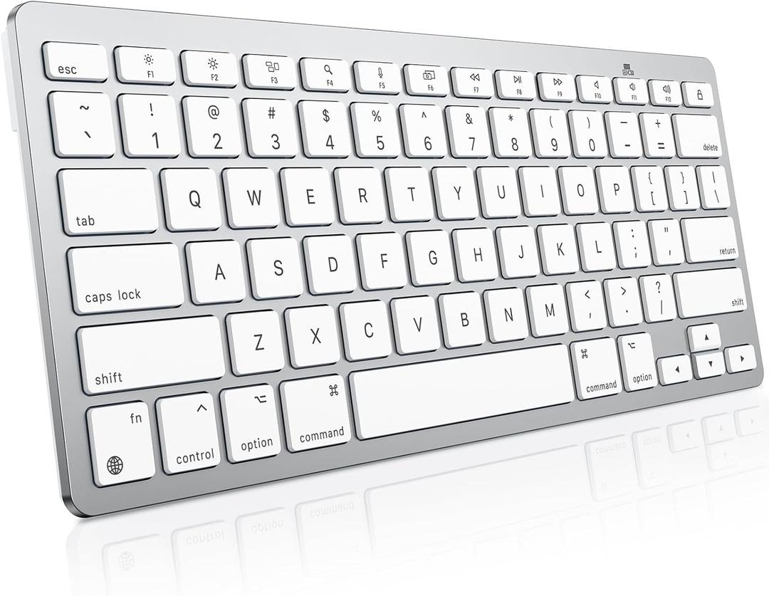 OMOTON Wireless Keyboard for Mac, Compact Ultra-Slim Design (No Number Pad), Stable Bluetooth Keyboard for Mac, Ergonomic and Portable, Compatible with MacBook Pro/Air/iMac, Silverwhite