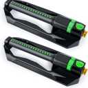 [2 Pack] RESTMO Heavy Duty Oscillating Sprinkler with Metal Base  Adjustable Flow Control Lawn Watering System, Covers Up to 3,600 Sq. Ft. for Garden, Yard