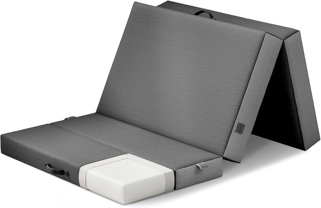 Cozzzi 4 Inch Twin Folding Mattress for Floor and Traveling with Removable Cover - Lightweight and Portable Mattress for Adults & Kids - Compact and Easy to Storage (75in x 39in x 4in)