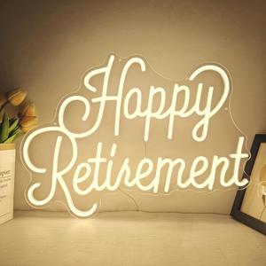 Larger Happy Retirement Neon Signs for Wall Decor Larger Happy Retirement Neon Lights for Bedroom Dimmable Led Signs for Bedroom Wall Farewell Party Decorations for Men Women,20.47*14.76 Inch