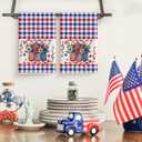 Artoid Mode Colorful Checkered Vase Floral 4th of July Kitchen Towels Dish Towels, 18x26 Inch Independence Day Decoration Cleaning Set of 2