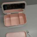 Makeup Case with Mirror and Light - Portable Cosmetic Box Rechargeable with 3 Color Mode and DIY Partitions for Women Girls (Pink B)