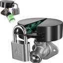 Water Faucet Lock, Outdoor Faucet Lock, Metal Material with Padlock Kit, Prevents Water Theft and Saves Water, Easy to Install, for Outdoor Garden Yard Faucets (Black)