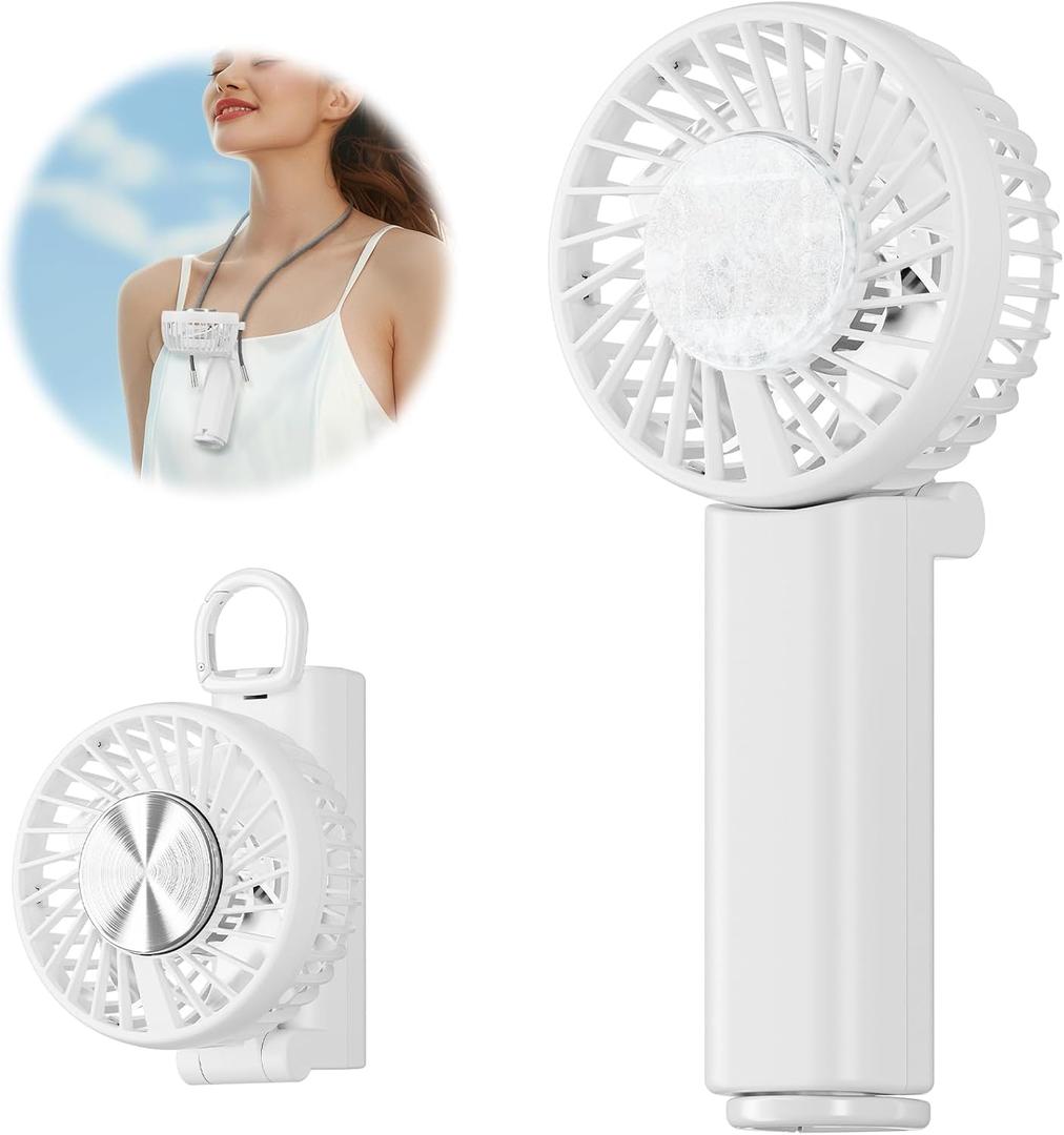 HandFan 5000mAh Mini Handheld Fan, Portable Hand Fan With Cooling Plate, Small Personal Fans Rechargeable, Pocket Ice Fans, for Men Women Kids Beach Travel(White)