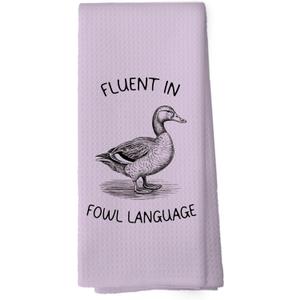 Funny Duck Kitchen Towels - Humorous Country Girl Dish Towels, Retro Duck Bathroom Decor, Rustic Decorative Absorbent Dishcloths Hand Towels for Farmhouse Decor 16x24 Inches
