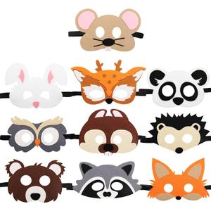 CiyvoLyeen Forest-Friends Animals Felt Masks 9 pcs Woodland Creatures Animal Cosplay Zoo Camping Themed Party Favors Supplies for Boys or Girls