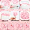 Hoteam 429 Pcs Premade Satin Ribbon Rose Petals Half Finished Three Color Eternal Rose DIY Flowers Bouquets Everlasting Floral for Birthday Wedding Anniversary(Pink)