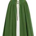 SCARLET DARKNESS Renaissance Costume Women Peasant Medieval Dress Short Sleeve Maxi Fairy Dresses with Pockets (Small, Green)