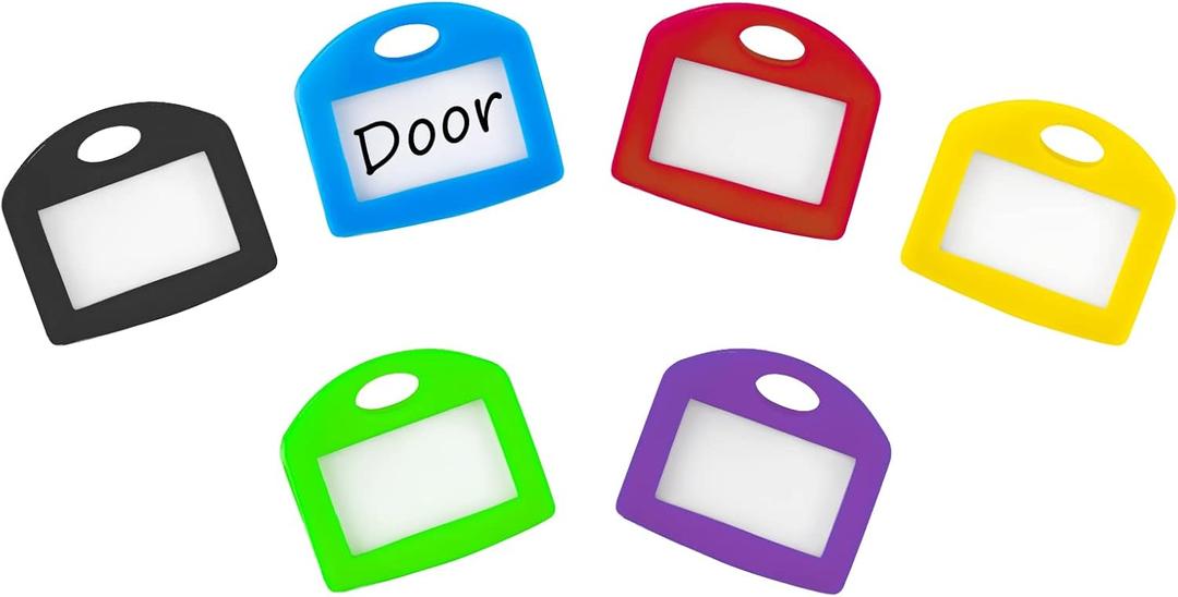 Uniclife 12 Pcs Key Cap Tags 1 Inch Key Covers Protectors with Blank Paper Labels and Clear Windows Soft Key Identifiers for Standard Regular Thin Flat House Keys (Not for Odd-Shaped Keys), 6 Colors