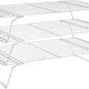 Cooling Rack for Baking 3 Tiers, 16" x 10" Cookie Cooling Wire Rack Stackable Collapsible Nonstick, Stainless Steel Baking Cooking Cooling Racks with Optimum Air Flow, Silver