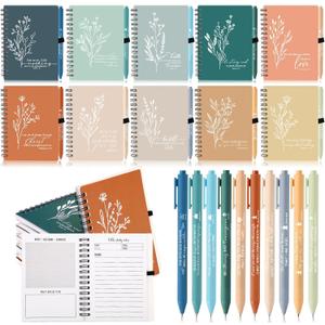 20 Pcs Christian Gift Prayer Spiral Journal with Ballpoint Pen Christian Easter Gift for Church Pastor Clergy Appreciation Sunday School Teacher Employee Notebook Mother Day (Healing Colors)