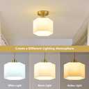 XSDeTu Milk Glass Pendant Lights Kitchen Island 2 Pack, Modern Gold Hanging Light Fixture, Mid-Century Hexagonal Ceiling Lamp, Mini Farmhouse Chandelier for Dining Room Sink Bathroom Bedroom Hallway