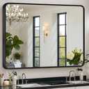 Black Framed Mirror for Bathroom Vanity,Wall Mounted Bathroom Mirrors for Over Sink,24x32in Brushed Rectangle Bedroom Mirror,Modern Decorative for Restroom,Farmhouse,Horizontally or Vertically Hanging
