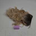 Lativ Ombre Blonde Wig With Bangs Long Wavy Curly Blonde Wig with Dark Roots Heat Resistant Synthetic Wigs for Women Daily Use 26 Inches