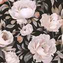 Black Pink Floral Wallpaper Peel and Stick Boho Wallpaper 17.5" x 393" Dark Flowers Contact Paper Vinyl Self Adhesive Waterproof Large Dark Floral Wall Paper for Bedroom Walls Countertop