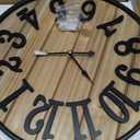 Large Wall Clock 16IN, Silent Metal Wood Style Wall Clocks Battery Operated for Living Room Decor, Farmhouse Big wall Clock, Outdoor