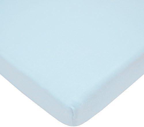 American Baby Company Fitted Mini Crib Sheet 24" x 38", Soft Breathable Neutral 100% Cotton Jersey Portable Sheet, Baby Blue, for Boys and Girls, Fits Most Pack N Play and Mini Crib Mattresses