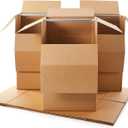 Amazon Basics Strong Cardboard Wardrobe Moving Boxes with Hanging Bar, Handles for Packing Clothes, 24" x 24" x 40", Brown, 6-Pack