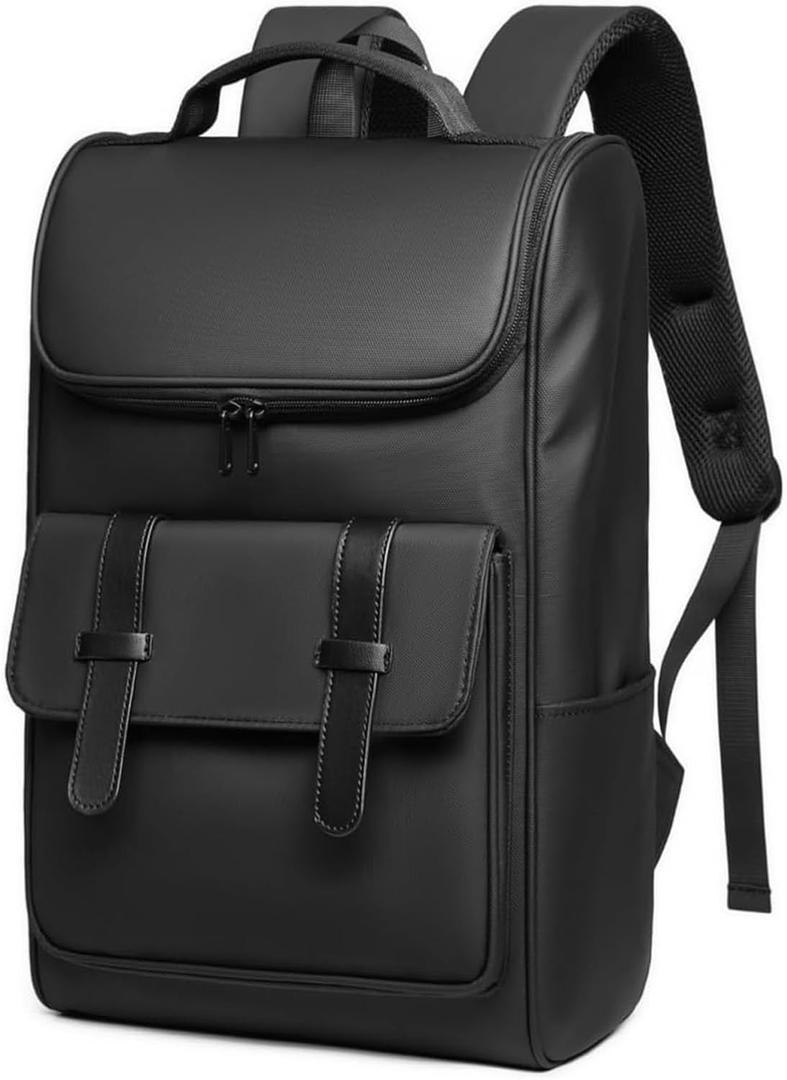 Vintage Laptop Backpack for Men and Women, 15.6 Inch, Waterproof, Business Travel Daypack for Work, Office, College (6608 black)