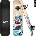 Skateboards for Beginners, 31"x8" Complete Skateboard for Kids Teens & Adults, 7 Layer Canadian Maple Wood Double Kick Deck Concave Standard and Tricks Skateboard with All-in-1 Skate Tool